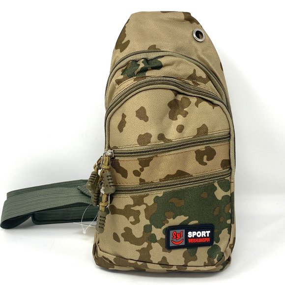 No Brand Other - Messenger Men's Bag Poly Sport 4 Zippers Pocket Cellphone Pouch Camo Light Brown